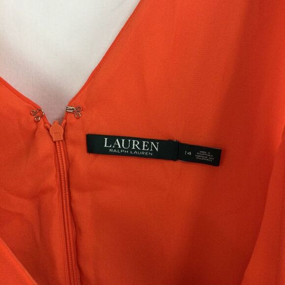Ralph Lauren Womens Crepe Sleeveless Shift Dress Vienna Orange Size 14 NWT - Picture 5 of 10